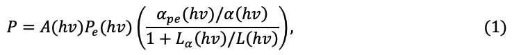 Вероятность выхода фотоэлектрона P определяется как: